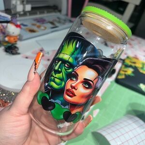 Frankenstein and his bride glass can